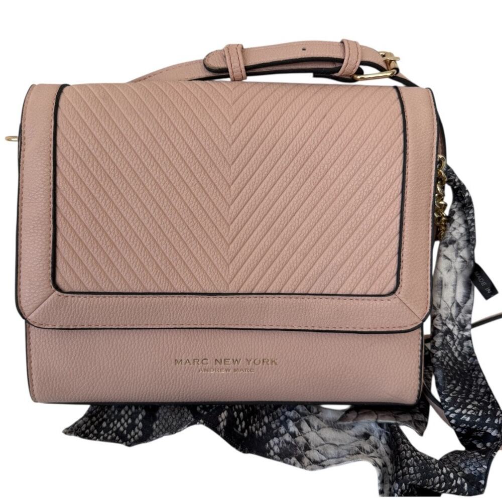 Marc New York Andrew Marc Vegan Leather Light Pink Crossbody Shoulder Bag